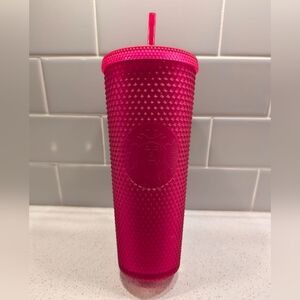 Starbucks 2023 Hot Pink Jelly Studded 24oz Venti Cold Cup Tumbler Soft Touch